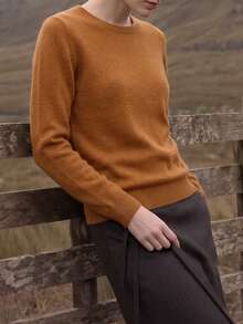 100% Pure Wool Merino Sweater, Warm Knitted Top, Soft Skin-Friendly, Khaki Color, Pullover Cardigan, Autumn/Winter - Khaki - View 3