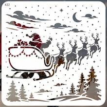 Christmas Santa Sleigh Reindeer Stencil, Large Reusable Painting Template For Wall Fabric Canvas DIY Home Decor - Single Piece - View 1