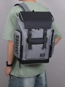 Men's Large Capacity Backpack, Travel Laptop Daypack, Water-Resistant College School Work Bag With Multi-Pocket Design - Grey - View 4