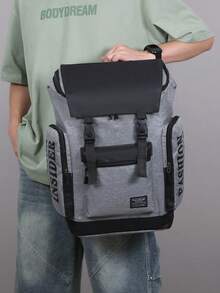 Men's Large Capacity Backpack, Travel Laptop Daypack, Water-Resistant College School Work Bag With Multi-Pocket Design - Grey - View 2
