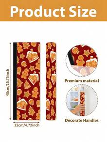 1/2Pcs Christmas Refrigerator Handle Covers, Gingerbread Man, Christmas Tree, Bell Pattern, With Hook & Loop Fastener, Suitable For Refrigerator, Oven, Microwave, Dishwasher, Christmas Holiday Kitchen Decoration - View 2