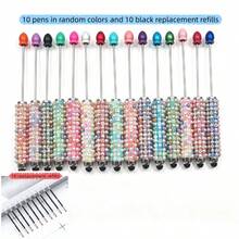 10pcs New Stylus 2-In-1 Diamond Pen With Silicone Beads, Multi-Color Glittering Highlight Decoration - Multicolor - View 9