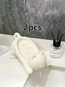 2/1pc Self-Draining Plastic Soap Dish Set, No-Drill Adhesive Wall-Mounted Soap Holder, Quick-Dry, Creative Design, Cute And Playful, Sturdy And Stable, Easy To Clean, High Aesthetic, Home Use, Fun Design, Suitable For Bathroom Sink, Bathtub And Shower, Quick-Drying Soap Tray With Storage, Kitchen Countertop And Washbasin Home Bathroom Accessory - Multiple Colors and Styles - View 13