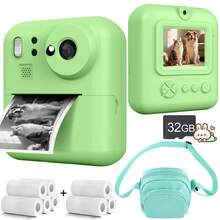 Children's Instant Print Camera 48MP 1080P 2.4-Inch Screen 3/5/10s Timer 8x Zoom 1300mAh Large Capacity Battery Built-In Flash Portable Easy To Use Compact Convenient Includes Data Cable 4 Games Music Player Perfect Birthday/Christmas Gift - Multicolor - View 2