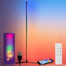 1pc Smart RGB LED Corner Lamp, App And Remote Control, 16 Million Colors And Music Sync, Standing Floor Lamp, Suitable For Living Room, Bedroom And Game Room - Black - View 13