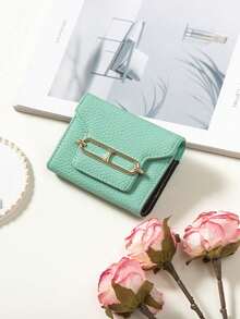Women's Mint Green Quilted Accordion Card Wallet, Zipper Around Bifold Card Case With Heart Stitching, Multi Card Slots & Coin Pocket - Green - View 2