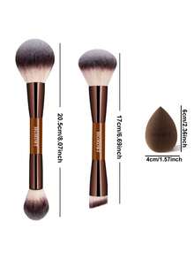HGHDBT Dual Ended Makeup Brushes Set, Blush Brush, Contour Brush, Makeup Brushes Set, Multi-Brush Head Design Creates Exquisite Makeup, Suitable For Daily Travel Campus Portable Women Gift Christmas Gift - Brown - View 2