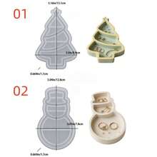1pc Christmas Snowman Christmas Tree Divided Plate Silicone Mold, 2 Styles Available, Christmas Storage Container Making Plaster Resin Mold, Daily Storage Tray Making Mold, Perfect For Handmade Crafts, Easy Demolding And Reusable - Silicone Mold - View 2