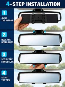 High Definition Car Rearview Mirror, Universal Clip-On Panoramic Rearview Mirror, Suitable For Cars, SUVs, Trucks And Vehicles - Multicolor - View 2