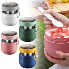 1 600ml Soup Cup, Breakfast Bowl, Portable Milk Soup Pot, Student Work Fresh-Keeping Bowl, Small Lunch Box, Suitable For Students And Office Workers. - Multicolor - View 2