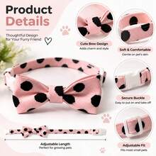 1pc Cat & Dog Collar, Pet Polka Dot Bowknot Collar, Adjustable Neck Collar, Non-Choking, Multiple Options - Multicolor - View 5
