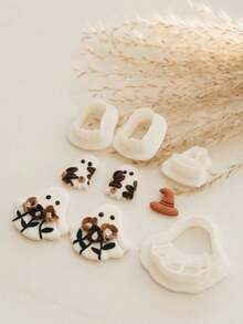 Floral Ghost Polymer Clay Cutters, Spooky Witch Hat Shape, Halloween Theme, DIY Handmade Earring Charm Pendant Jewelry Craft Tools - White - View 7