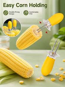 1/2pcs Stainless Steel Corn Cob Forks, BBQ Skewers, Chicken Wings, Sausage, Grilled Meat Forks - Multiple Styles and Colors - View 2