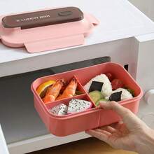 1pc Lunch Box - With Cutlery, Bento Box With Spoon And Fork, Microwave Lunch Box, Insulated Bento Lunch Bag - Multicolor - View 2