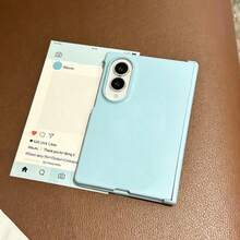 Luxury Sky Blue Smooth Phone Case With Portable Strap Compatible With Samsung Galaxy Z Fold 8 Wide Fold8 Back Cover,Folding Flip Phone Case, Drop-Proof Protective Case - Baby Blue - View 4