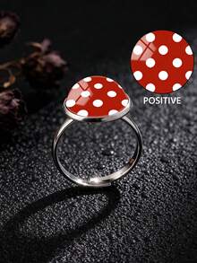 YUJUGLOW 1PC Adjustable Minimalist Cartoon Round Polka Dot Pattern With 316 Stainless Steel Round Open Ring Suitable For Women's Daily Wear - Red - View 1