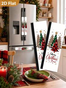 1/2Pcs Christmas Fridge Handle Covers, Christmas Tree & "Merry Christmas" Pattern, With Hook And Loop Fastener, Suitable For Refrigerator, Oven, Microwave, Dishwasher, Christmas Kitchen Decoration - View 8