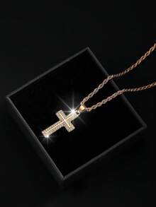 1pc Fashion European & American Hip-Hop Cross Pendant Necklace Sweater Chain, Suitable For Men, Couples, Daily Wear, Party And Gift - Multicolor - View 9