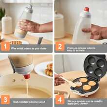 1pc Pancake Batter Dispenser & Mixer, Manual Shake Stirring Bottle - Perfect For Making Cupcakes, Waffles, Cakes And Baked Goods - Easy Squeeze Design, Precise Portioning, Smooth Mixing, Kitchen Baking Essential, Kitchen Gadget - Multicolor - View 6