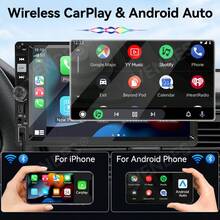 VENBES 7 Inch Single DIN Car Stereo, Wireless CarPlay And Wireless Android Auto, With Bluetooth FM USB AUX MP5 Car Radio Receiver - Main Unit + SWC Cable + 12‑LED Rear‑view Camera - View 3