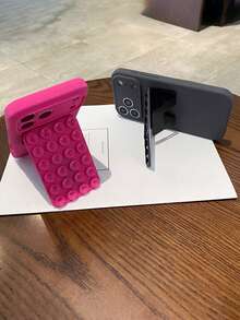 Stylish Functional Folding Suction Cup Bracket Holder+Cute Matte Skin Feel Dopamine Color Phone Case Compatible With IPhone 18 Pro Max 18 Pro 17 Pro Max 17 Pro 17 16 Pro Max 16 Pro 16 15 Pro Max 15 Pro 15 14 Pro Max 14 Pro 14 13 Pro Max 13 Pro 13 12 11 Soft Back Cover - Black - View 4
