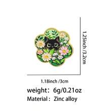 1 Pc Cartoon Flower & Cat Enamel Brooch, Cute Animal‑Shaped Badge, Pin For Backpacks & Clothes, Fashion Accessory, Gift For Friends - Multicolor - View 4
