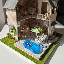 Tiny Beach Pool Lounge Set, Miniature Swim Ring Chair Ornament, Aesthetic Room Decor Desktop Display, Micro Scene Home Shelf Decoration Accent - Multicolor - View 6