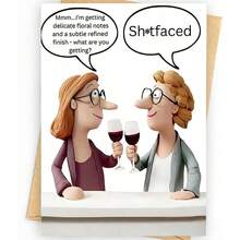 1pc Funny Wine Tasting Greeting Card With Envelope, Humorous "Drunk" Ceramic Figurine Design, Very Hilarious Birthday And Friendship Card Suitable For Wine Lovers, Good Friends And Sisters - A - View 7