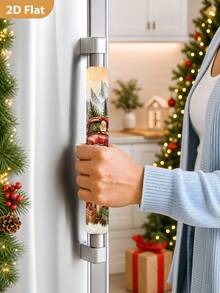 1/2Pcs Christmas Fridge Handle Covers, Santa Claus, Red Truck, Gift Box, "Merry Christmas" Pattern, With Hook And Loop, Suitable For Refrigerator, Oven, Microwave, Dishwasher, Christmas Holiday Kitchen Decor - View 4