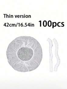 100/50pcs Disposable Shower Caps, Plastic Transparent Large Size Extra Long Elastic Waterproof Bath Caps, Portable Travel Hair Accessories For Women - White - View 8