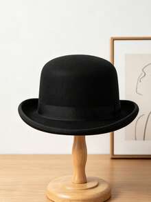 1PC Men's Classic Bowler Hat Felt Textured Christmas Formal Dress Hat - Top Hat - View 1