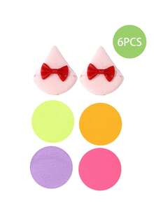 6-Piece Flour Foam Puff Set, Soft Velvet, Decorated With Bows, Cosmetic Puffs For Facial Makeup And Beauty Tools, In Y2 Style, With Delicate Bows, Suitable For Both Wet And Dry Use For Daily Makeup, Ideal As A Holiday Gift. - Multicolor - View 11