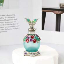 A 0.51 Oz Painted Butterfly Enamel Dropper Glass Bottle With Floral Embellishment, Refillable For Perfume And Essential Oil Storage, Portable And Reusable, Unscented, Home Decor Accessory (Empty Bottle, Unscented). - View 13