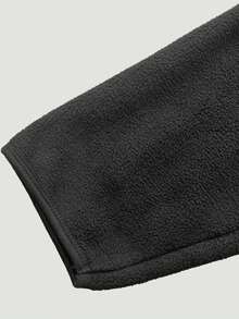 Men's Fleece Zip-Up Stand Collar Warm Jacket, Outdoor Sports Hiking Camping Climbing Jacket, Practical Side Pockets Casual Coat - Black - View 6