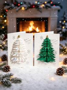 3D Christmas Greeting Card, Pop-Up Christmas Tree Card, Creative Christmas Gift, Student Gift For Christmas Activity, - A - View 4