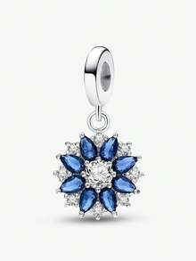 1pc Blue Full Rhinestone Ocean Style Beaded Charm, Suitable For Women's Bracelet, Bangle DIY Jewelry Making And Daily Wear Accessories - Silver - View 16
