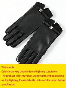 Women's PU Gloves Featuring A Thick, Warm Fleece Lining, Suitable For Driving In Cold Weather; Touchscreen-Compatible Outdoor Cycling Gloves-Warm Leather Gloves For Women That Are Windproof And Designed For Winter Riding.Cyber Monday - Multicolor - View 15