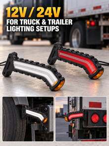 GLANBERT 2pcs Truck Waist Lights LED Flowing 3-Color Trailer Lights 12V/24V Flowing Light T-Shaped Water Ripple Waist Light LED Light Arm Guide Waist Light Engineering Vehicle Truck Double-Sided Side Lights - Truck Side Marker Lights - View 5