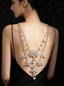 1 Piece Of Multi-Layered Body And Back Chain Studded With Rhinestones, Unique And Luxurious, Suitable For Women, Proms, Parties, And Gatherings. - Multicolor - View 1