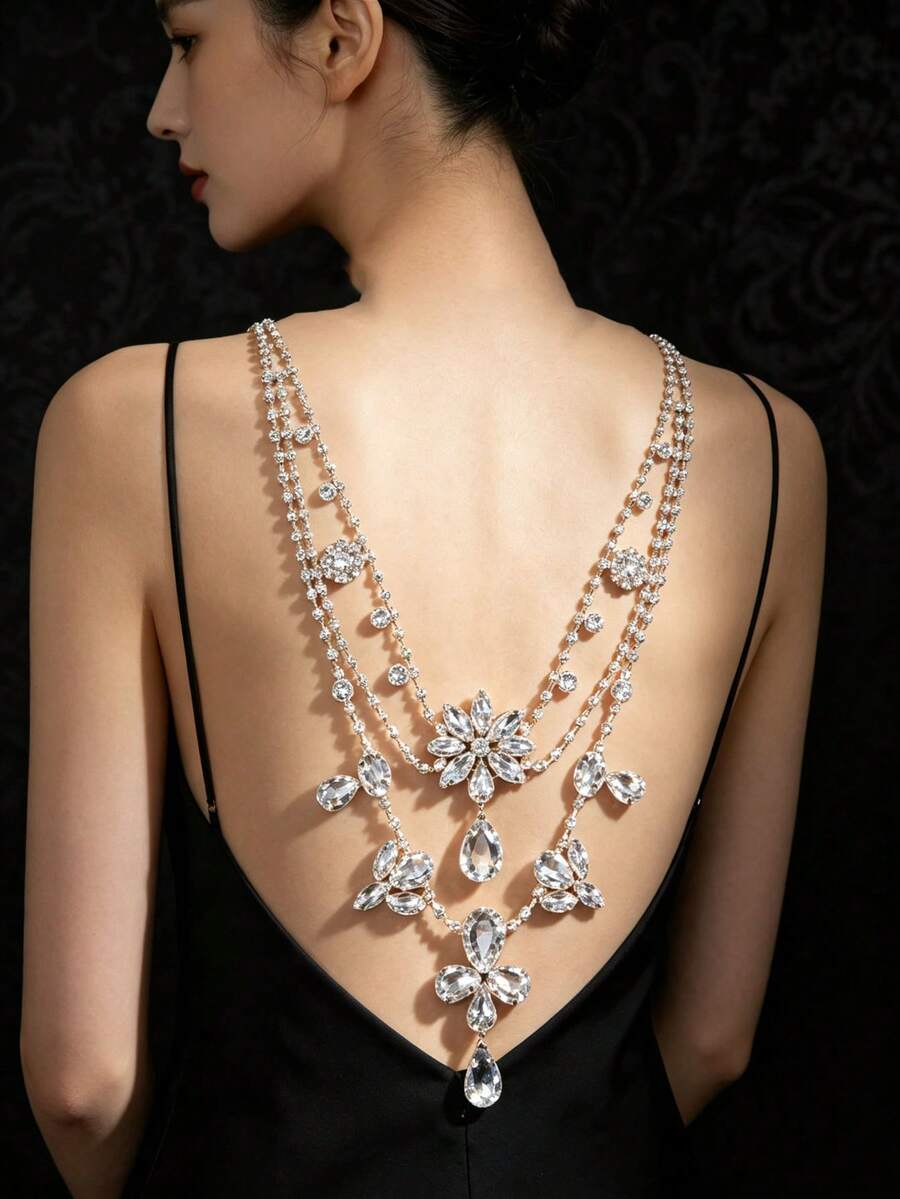 1 Piece Of Multi-Layered Body And Back Chain Studded With Rhinestones, Unique And Luxurious, Suitable For Women, Proms, Parties, And Gatherings. - Multicolor - View 1