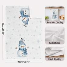 2PCS Kitchen Towels, Christmas Blue Snowman Snowy Scene Kitchen Towel Dish Cloth, Watercolor Style 40*60cm Rectangular Soft Microfiber Cleaning Kitchen Towel, Perfect For Kitchen, Dining Room And Bathroom Use, Christmas Kitchen Decor, Home Decoration, Neighbor Housewarming Gift, Dishcloth Dish Towel - Baby Blue - View 4
