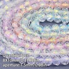3pcs 8*10mm 2mm Hole Diameter Colorful Faceted Glass Spacer Beads, Handmade DIY Beaded Jewelry Making Materials Accessories Decorative Loose Beads For Bracelet Necklace Earrings - Colorful Faceted Glass Beads - View 12