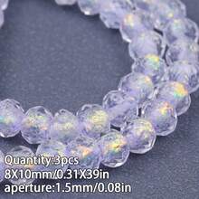 3pcs 8*10mm 2mm Hole Diameter Colorful Faceted Glass Spacer Beads, Handmade DIY Beaded Jewelry Making Materials Accessories Decorative Loose Beads For Bracelet Necklace Earrings - Colorful Faceted Glass Beads - View 9