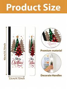 1/2Pcs Christmas Fridge Handle Covers, Christmas Tree & "Merry Christmas" Pattern, With Hook And Loop Fastener, Suitable For Refrigerator, Oven, Microwave, Dishwasher, Christmas Kitchen Decoration - View 2