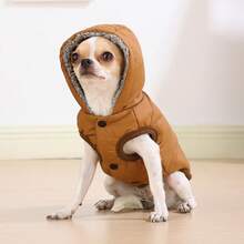 1pc Plush Fleece Hoodie Dog Jacket Autumn/Winter Warm Pet Coat Clothes Thicken Outdoor Windproof Outfit Suitable For Small Medium Dogs - Multicolor - View 9