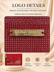 Giorgio Armani Armani Red Envelope Mesh Bag, 15.5*11.5cm, Single Piece, Lightweight And Breathable Mesh, Perfect For Small Essentials, Suitable For Daily Use And Travel - Red - View 7