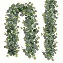 Artificial Eucalyptus Garland Fake Green Leaf Vine Wedding Arch Wall Home Decor - Green - View 9