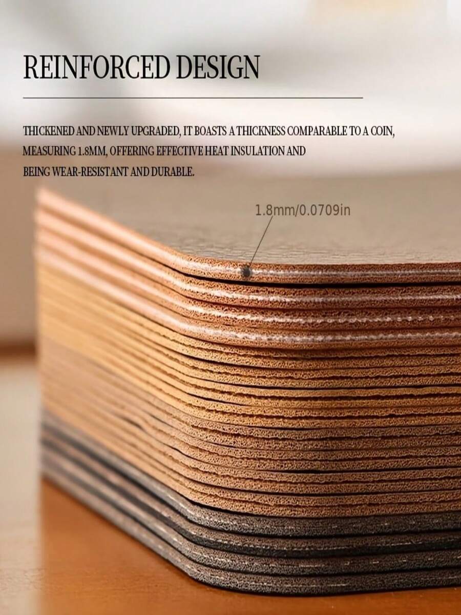 2pcs/1pc European Vintage PU Leather Coasters Multi-Purpose Desk Mat Protector For Office Home Desktop, Compatible With Ceramic Water Cups, Mugs, Cafes, Guest Rooms, Prevent Water Stains On Desktops, Enhance Guest Experience, Add Texture To Workspace