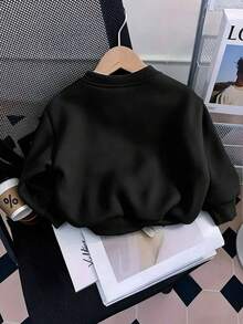 3-delat set med rundhalsad sweatshirt, tryck med kapybara, donut och milk tea-mönster, ny bekväm babyoutfit för höst/vinter - Rosa - Visa 4