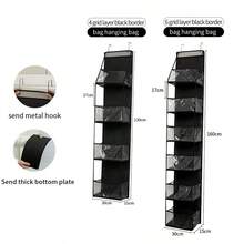4/6-Grid Foldable Hanging Storage Bag, Can Store Clothes, Snacks, Toys And More. Comes With 2 Hooks, Conveniently Hang On Walls, Cabinets And Doors. This Multi-Functional Wall-Mounted Storage Bag Is A Dorm Essential, Fashionable Room Decor, Perfect For Saving Closet Space - Multicolor - View 19